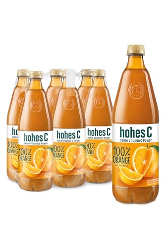 hohes C Orange (6 x 1l), 100% Saft, Orangensaft, Acerolasaft, Vitamin C, ohne Zuckerzusatz laut Gesetz, vegan, mit recyceltem PET von Hohes C