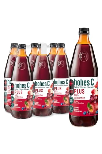 hohes C PLUS Antioxidantien (6 x 1l), 100% Saft, Apfel, rote Trauben, Aronia, Vitamin C, PLUS an Antioxidantien, ohne Zuckerzusatz, vegan von Hohes C