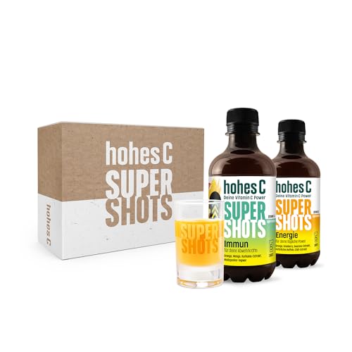 hohes C Super Shots Geschenkset zu Ostern: 1x Immun 330ml + 1x Energie 330ml + Shotglas Flasche Orange von Hohes C