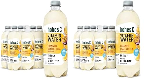 hohes C Vitamin Water Energy Orange & Maracuja (6 x 750ml), Müdigkeit & Ermüdung verringern, mehr Energie mit Vitamin C, B6 & B12, nur 6kcal/100ml, ohne Zuckerzusatz & Süßungsmittel, vegan von Hohes C