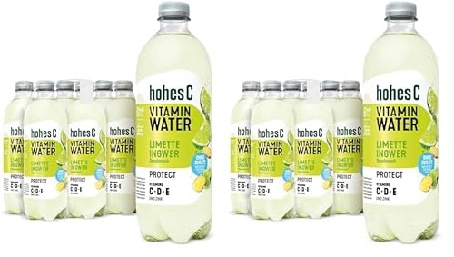 hohes C Vitamin Water Protect Limette & Ingwer (6 x 750ml), für dein Immunsystem: Vitamin C, D, E + Zink, gegen oxidativen Stress, nur 6kcal/100ml, ohne Zuckerzusatz & Süßungsmittel, vegan von Hohes C