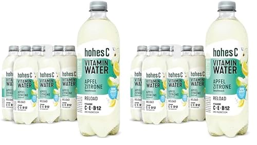hohes C Vitamin Water Reload Apfel & Zitrone (6 x 750ml), Magnesium für die Muskeln, Vitamin C & B12 für mehr Energie + Vitamin E, nur 6kcal/100ml, ohne Zuckerzusatz & Süßungsmittel, vegan von Hohes C