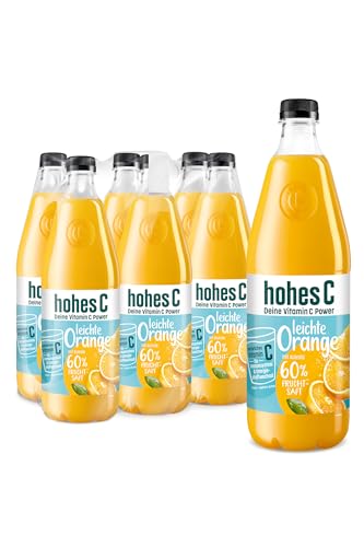 hohes C leichte Orange (6 x 1l), 60% Saft, Orangensaft, Vitamin C, ohne Zuckerzusatz laut Gesetz, vegan von Hohes C