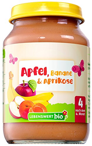 Lebenswert bio Apfel, Banane und Aprikose, 6er Pack (6 x 190 g) von Holle