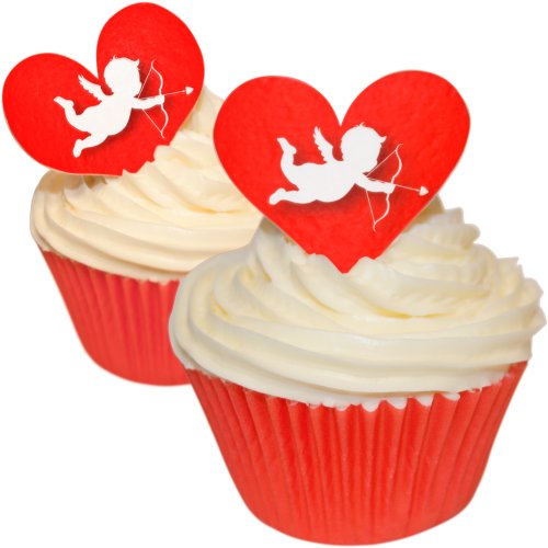 12 Essbare Kuchendekorationen- Armor-Bogen und Pfeil / 12 Edible Wafer Cake Decorations: Cupid Hearts von Holly Cupcakes
