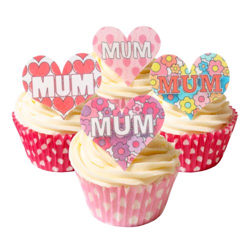 12 Gemischte herzförmige, essbare “Mum” Kuchendekorationen / 12 Mixed Mum Heart Shaped Edible Cake Decorations 12 Gemischte herzförmige, essbare “Mum” Kuchendekorationen / 12 Mixed Mum Heart Shaped Edible Cake Decorations von Holly Cupcakes
