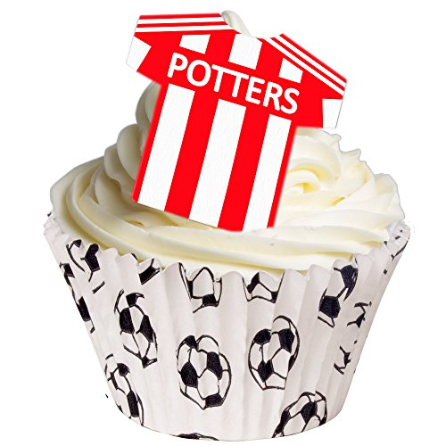 12 X Zuckerfreie Tortendekorationen - (Stoke) Potters Fußball-Hemd Wafer Toppers von Holly Cupcakes