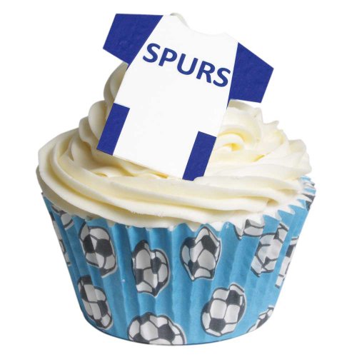 12 X Zuckerfreie Tortendekorationen - Spurs Fußball-Hemd Wafer Toppers von Holly Cupcakes