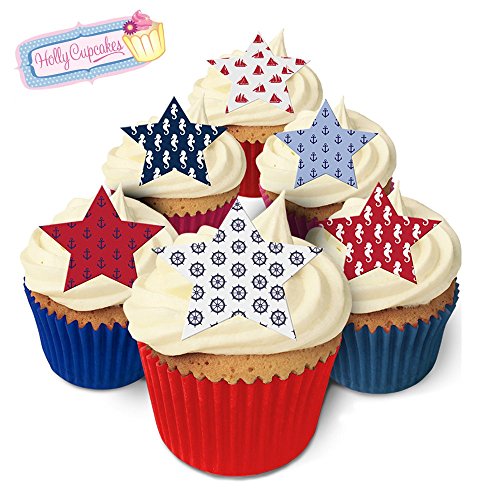 12 essbare Sterne-Kuchendekorationen im nautisch design, plus 12 frei kleinerensterne! / 24 Nautical Design Stars 12 essbare Sterne-Kuchendekorationen im nautisch design, plus 12 frei kleinerensterne! / 24 Nautical Design Stars von Holly Cupcakes