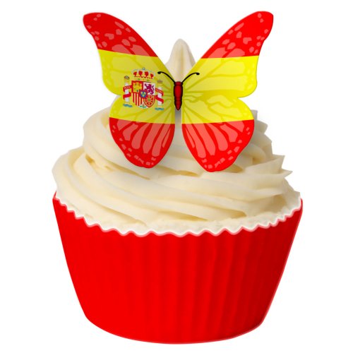 24 Schmetterlinge aus essbarem Papier mit Fahnenmuster: Spanien / 24 Spanish Flag Butterflies von Holly Cupcakes