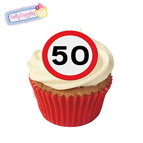 24 Wunderschöne essbare Kuchendekorationen: 50ste verjaardagsteken / 50th Birthday Sign von Holly Cupcakes