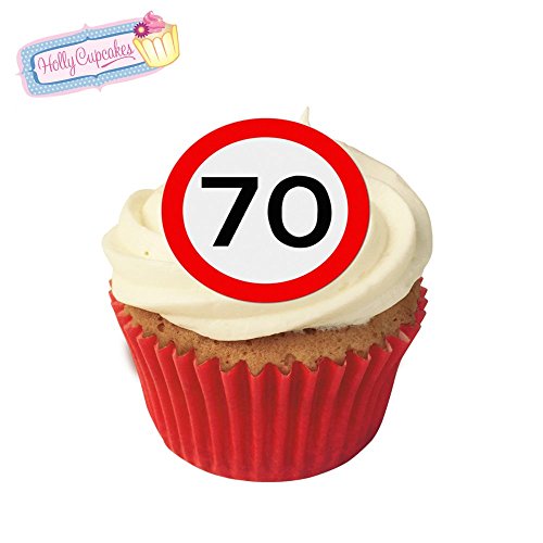 24 Wunderschöne essbare Kuchendekorationen: 70ste verjaardagsteken / 70th Birthday Sign von Holly Cupcakes