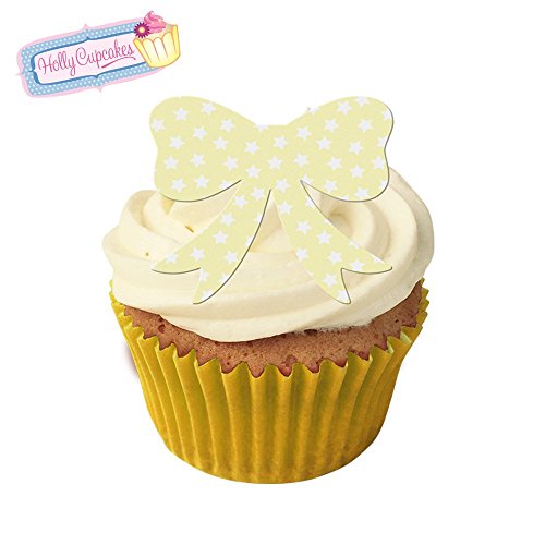 24 wunderbare Esspapierschleifen: Pastell-gelb Sterne / 24 Wafer bows: Pastel Yellow Stars von Holly Cupcakes