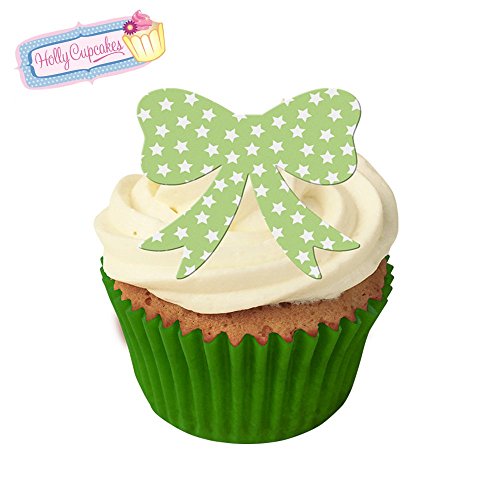 24 wunderbare Esspapierschleifen: Pastell-grün Sterne / 24 Wafer bows: Pastel Green Stars von Holly Cupcakes