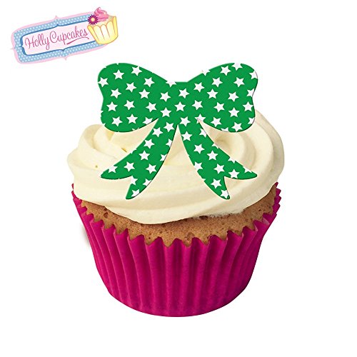 24 wunderschöne Waffelschleifen: Leuchtende grün Sterne / 24 Wafer bows: Bright Green Stars von Holly Cupcakes