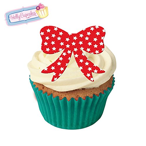 24 wunderschöne Waffelschleifen: Leuchtende rot Sterne / 24 Wafer bows: Bright Red Stars von Holly Cupcakes