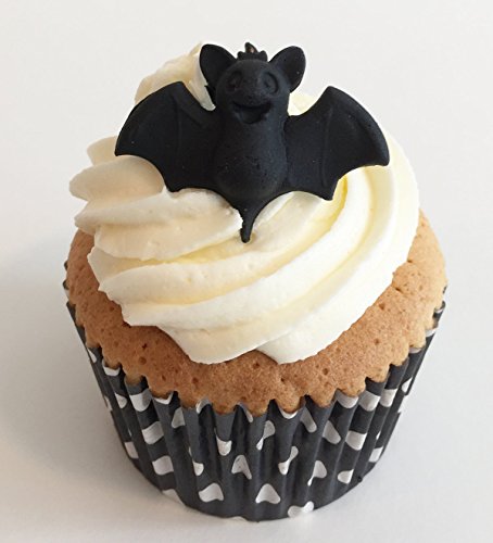 6 Handgemachte Kuchendekorationen aus Zucker: Fledermaus / 6 Sugar Bats von Holly Cupcakes