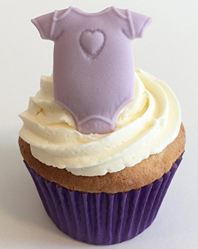 6 Handgemachte Kuchendekorationen aus Zucker: Große Lila Babygrow 6 Handgemachte Kuchendekorationen aus Zucker: Große Lila Babygrow von Holly Cupcakes