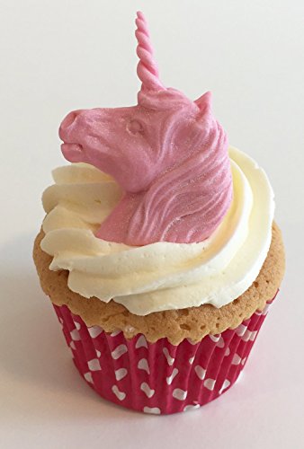 6 Handgemachte Kuchendekorationen aus Zucker: Pink Sparkle Einhorn Köpfe / 6 Pink Sparkly Unicorn Heads von Holly Cupcakes