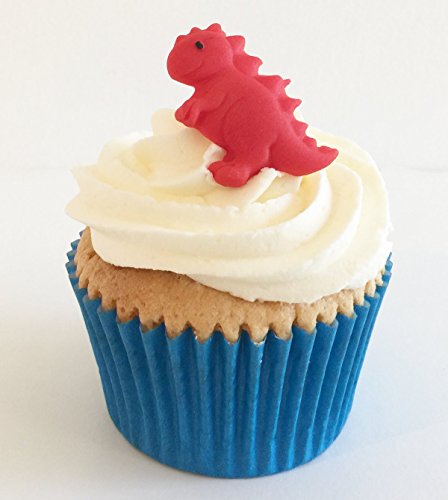 6 Handgemachte Kuchendekorationen aus Zucker: Rote Dinosaurier von Holly Cupcakes