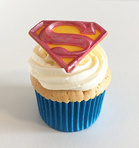 6 Handgemachte Kuchendekorationen aus Zucker: Superman / 6 Sugar Superman Badges von Holly Cupcakes