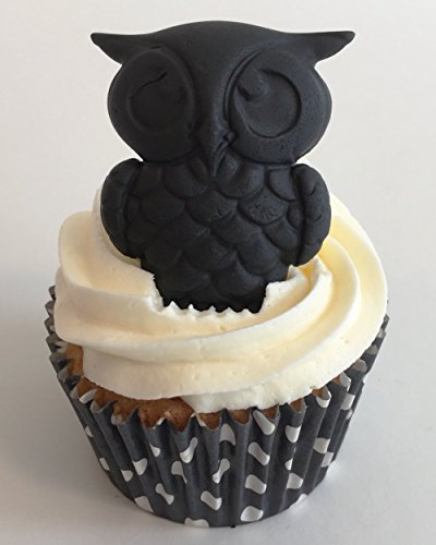 6 handgemachte Große schwarz Eulen aus Zucker / 6 Large Sugar Black Owls von Holly Cupcakes