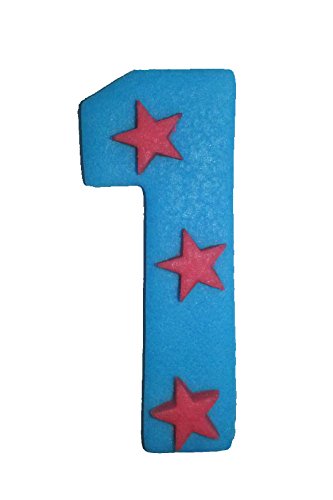 6.5cm Blaue Zahl mit roten Sternen: 1 von Holly Cupcakes