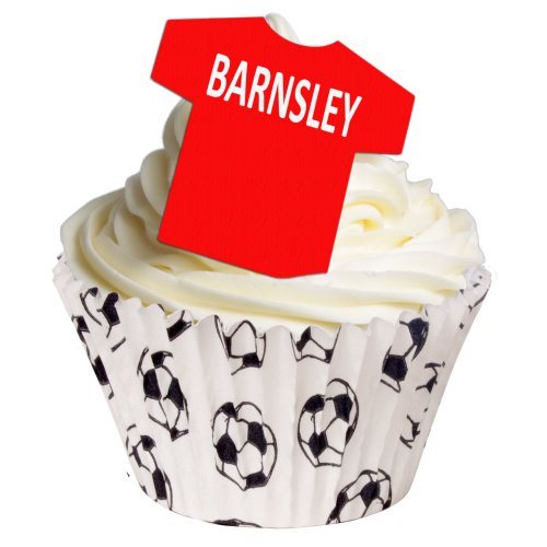 Fußball Trikot aus essbarem Papier: Barnsley / 12 Edible Football Shirts: Barnsley von Holly Cupcakes