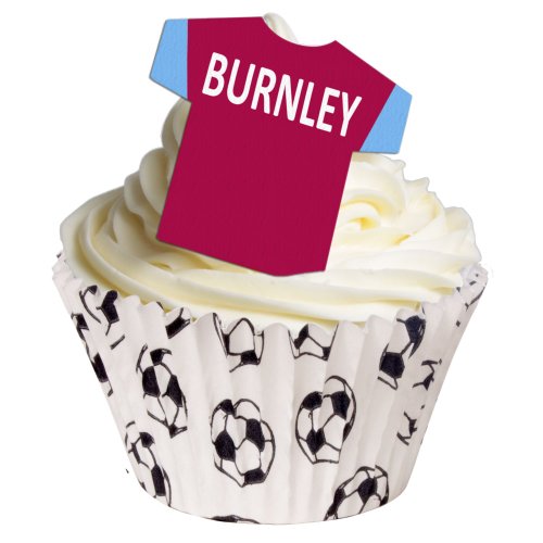 Fußball Trikot aus essbarem Papier: Burnley / 12 Edible Football Shirts: Burnley von Holly Cupcakes
