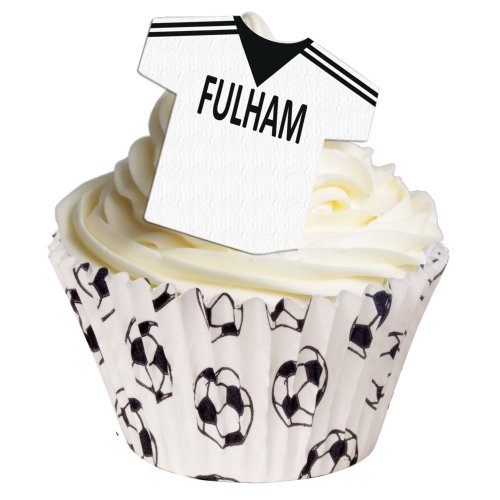 Fußball Trikot aus essbarem Papier: Fulham / 12 Edible Football Shirts: Fulham von Holly Cupcakes
