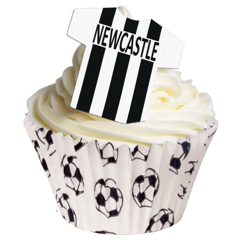 Fußball Trikot aus essbarem Papier: Newcastle / 12 Edible Football Shirts: Newcastle von Holly Cupcakes