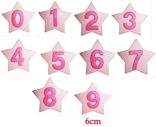 Handgemachte 6cm Sterne mit Zahlen aus Zucker. Wählen Sie eine Anzahl aus der Dropdown-Liste aus. von Holly Cupcakes