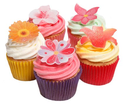 Wunderschöne essbare Kuchendekorationen- 60 gemischten Blumen / 60 Edible Mixed Flower Cake Decorations von Holly Cupcakes