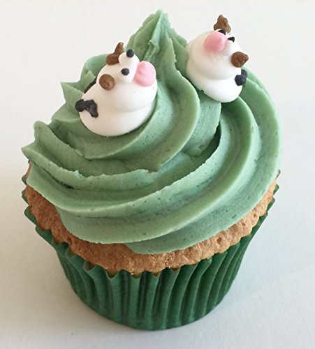 Zucker Kuchendekorationen- 12 kleine Kühe / 12 Edible Sugar Cake Decorations: Mini Cows von Holly Cupcakes
