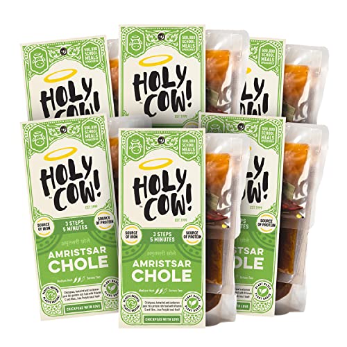 Holy Cow! Daal Curry Kit (5 x 400 g) Amritsari Chole, Kichererbsenfrei, veganes Curry-Set, indische Snacks, indische Fertiggerichte Kichererbsen, Tamarinde, Kardamon. von Holy Cow!