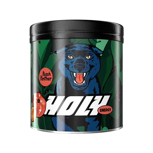 HOLY Energy Gaming Booster Peach Panther mit Pfirsich & Aprikosen Geschmack | 50 Portionen | Focus Drink | Vegan mit 100% natürlichen Fruchtaromen von Holy Energy