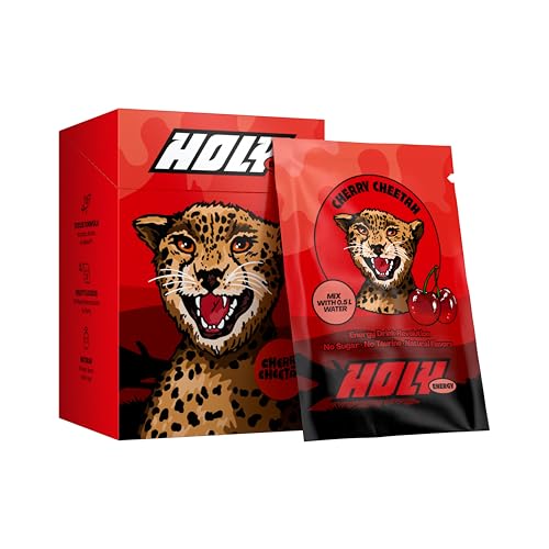 HOLY Energy Gaming Booster 10er Probier-Box 'Cherry Cheetah' mit Kirsch Geschmack Pulver | 10 Portionen mit NewCaff & Grüntee Extrakt | Focus Drink | Vegan mit 100% natürlichen Fruchtaromen HOLY Energy Gaming Booster 10er Probier-Box 'Cherry Cheetah' mit Kirsch Geschmack Pulver | 10 Portionen mit NewCaff & Grüntee Extrakt | Focus Drink | Vegan mit 100% natürlichen Fruchtaromen von Holy Energy