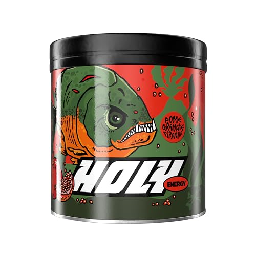 HOLY Energy Gaming Booster 'Pomegranate Piranha' mit Granatapfel Geschmack Pulver| 50 Portionen mit NewCaff & Grüntee Extrakt | Focus Booster - Focus Drink | Vegan mit 100% natürlichen Fruchtaromen von Holy Energy