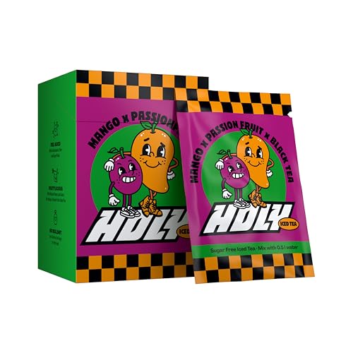 HOLY Iced Tea® 10er Probier-Box 'Mango x Passionfruit' mit Mango x Passionsfrucht Geschmack Pulver | 10 Portionen mit Antioxidantien & Superfoods | Zuckerfreier Eistee | Vegan mit natürlichen Aromen von Holy Energy