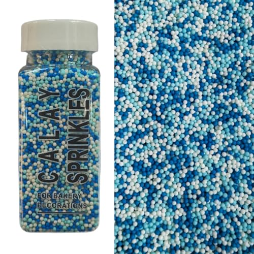 Essbare Süßigkeiten 2mm 110g Tiefblau Hellblaue weiße Perle Süßigkeiten Kuchen Topping Geburtstag Hochzeit Halloween Thanksgiving Weihnachtskuchen Cupcake Dim Sum Eis Dekoration Streuen von Homipooty