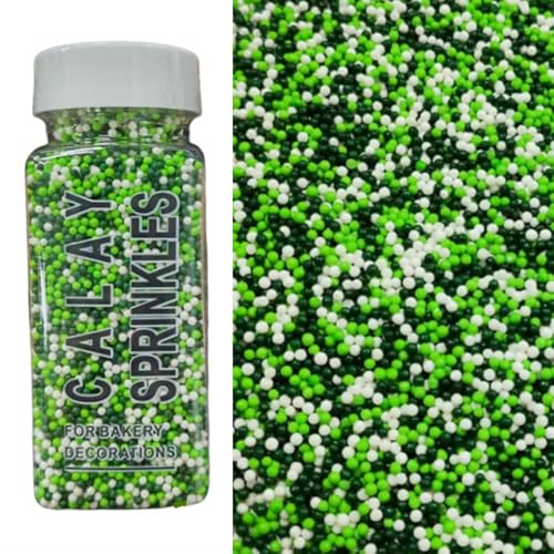 Essbare Süßigkeiten 2mm 110g Tiefgrün Hellgrüne weiße Perle Süßigkeiten Kuchen Topping Geburtstag Hochzeit Halloween Thanksgiving Weihnachtskuchen Cupcake Dim Sum Eis Dekoration Streuen von Homipooty
