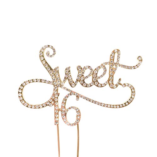 Honbay Sweet 16 Tortenaufsatz mit glitzernden Kristall-Strasssteinen, Kuchendekoration zum 16. Geburtstag Honbay Sweet 16 Tortenaufsatz mit glitzernden Kristall-Strasssteinen, Kuchendekoration zum 16. Geburtstag von Honbay