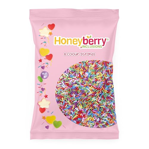 Bunte Stränge Streusel 55g - Natürliche Essbare Streusel Tortendeko - Bunte Streudeko, Zuckerstränge, Zuckerstreusel Perfekt zum Verzieren von Kuchen, Cupcakes und Desserts - Hergestellt in der EU Bunte Stränge Streusel 55g - Natürliche Essbare Streusel Tortendeko - Bunte Streudeko, Zuckerstränge, Zuckerstreusel Perfekt zum Verzieren von Kuchen, Cupcakes und Desserts - Hergestellt in der EU von Honeyberry