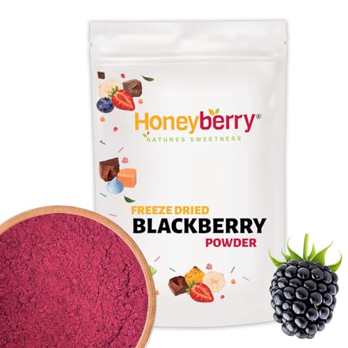 Gefriergetrocknetes Brombeere Pulver 100g - Gefriergetrocknete Früchte Pulver - Brombeerpulver Gefriergetrocknet zum Backen, für Smoothies & Müsli - Natürliches Brombeeren Pulver ohne Zusätze von Honeyberry