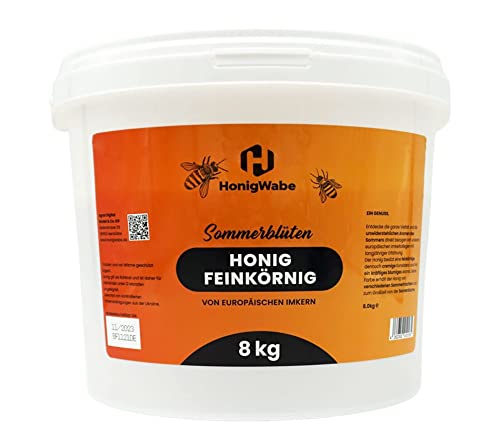 HonigWabe 8 kg Honig direkt vom Imker | Europäischer Qualitätshonig (Sommerblüten Honig, feinkörnig & fest) von HonigWabe