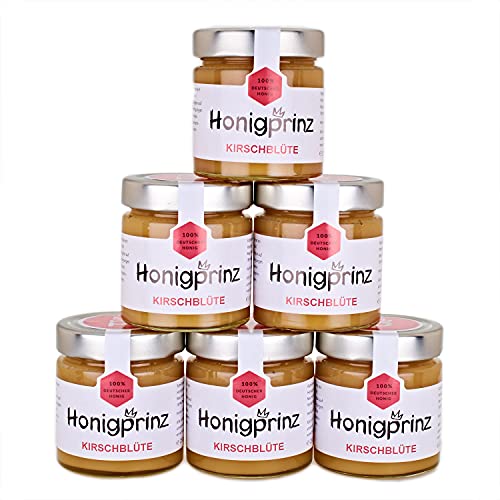 Honig Frühtrachthonig 100% Deutscher Blütenhonig [6 x 250 Gramm] cremiger Honig, ursprünglicher und natürlicher Honiggenuss, Honigprinz Familien-Imkerei von Honigprinz