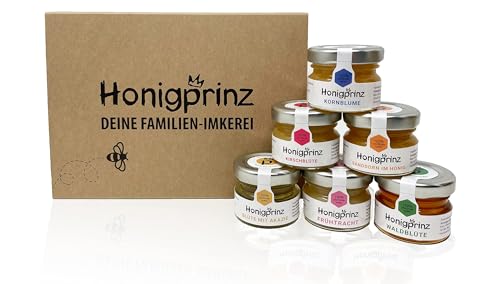Honigprinz 28 g Honiggläser 6er Set - Familien-Imkerei - 100% Deutscher Honig - Probierset/Geschenk Set - Ideal zum Verschenken Honigprinz 28 g Honiggläser 6er Set - Familien-Imkerei - 100% Deutscher Honig - Probierset/Geschenk Set - Ideal zum Verschenken von Honigprinz