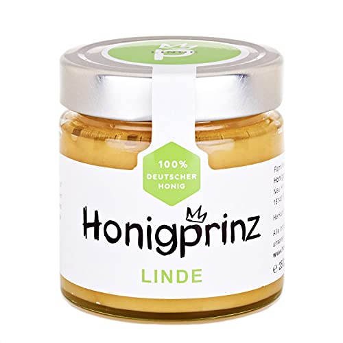 Honig Lindenhonig 100% Deutscher Blütenhonig [1 x 250 Gramm] cremiger Linden Honig, ursprünglicher und natürlicher Honiggenuss, Honigprinz Familien-Imkerei von Honigprinz