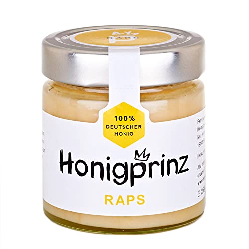 Honig Rapshonig 100% Deutscher Blütenhonig [1 x 250 Gramm] cremiger Raps Honig, ursprünglicher und natürlicher Honiggenuss, Honigprinz Familien-Imkerei von Honigprinz