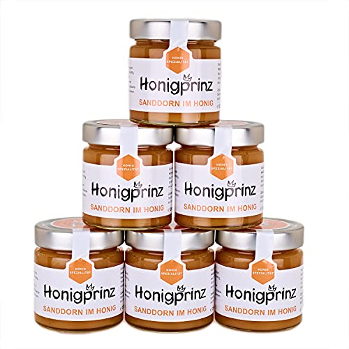 Sanddorn Honig 100% Deutscher Blütenhonig [6 x 250 Gramm] Honig ursprünglicher und natürlicher Honiggenuss vom Honigprinz von Honigprinz